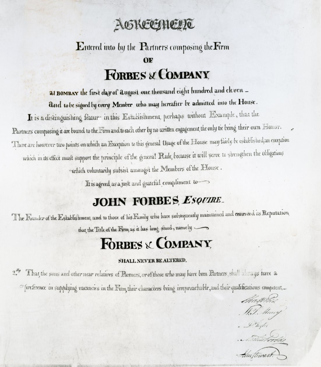 Forbes und Company için ortaklar sözleşmesi, Bombay, 1811 by Scottish School