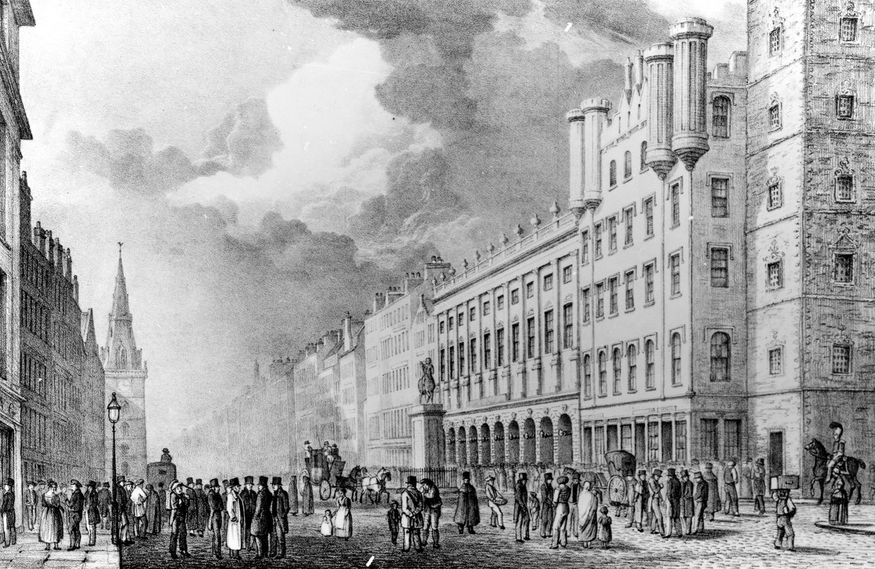 Glasgow Trongate, David Allan tarafından yapılan baskı by Scottish School