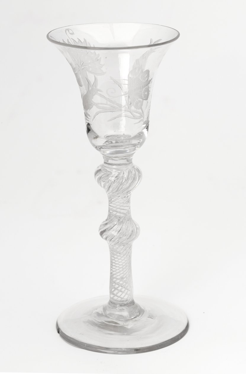 Gravür Jacobite airtwist içme bardağı, c.1760 (cam) by Scottish School