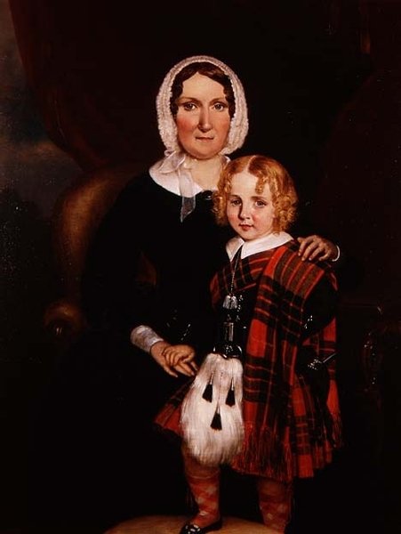 İskoçyalı Bir Kadının Küçük Oğlu ile Highland Elbiseli Portresi, 1860 dolayları (tuval üzerine yağlı boya) by Scottish School