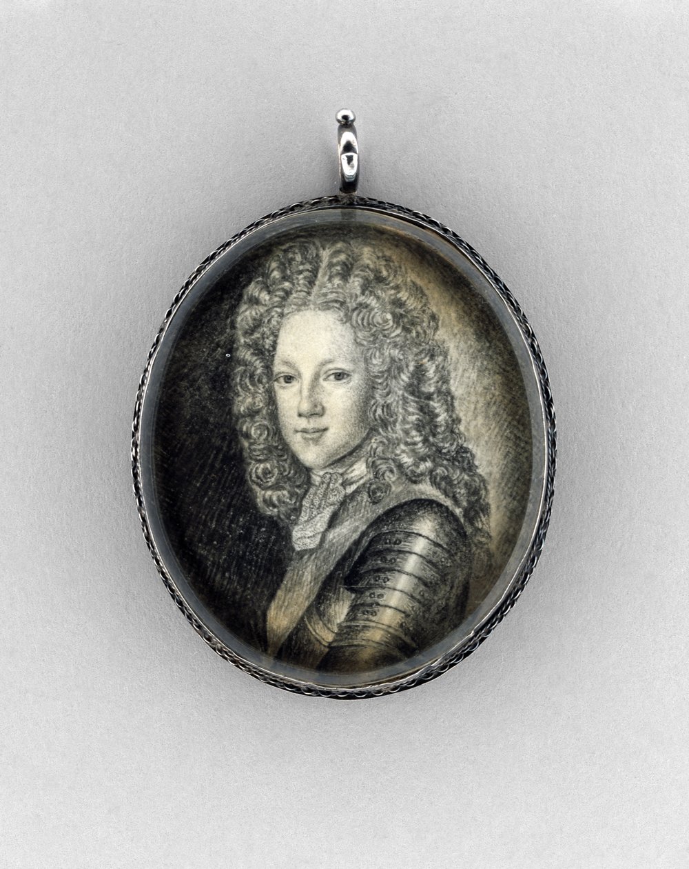 Prince James Francis Edward Stuart (The Old Pretender), c.1703 (india ink on vellum, graphite, rock crystal & silver) by Scottish School