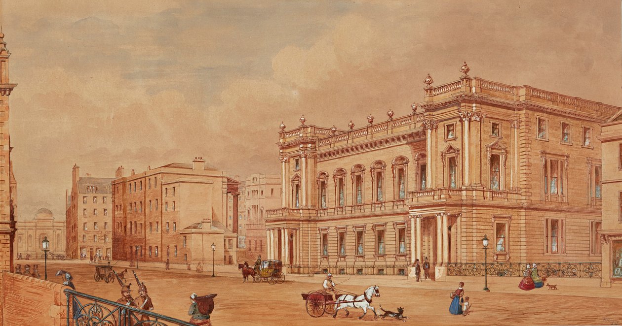 Edinburgh Prospect (kalem, tükenmez kalem ve mürekkep ve sulu boya) by Scottish School