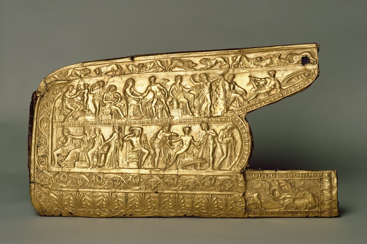 Yay ve oklar için sadak, Chertomlyk mezar höyüğünden, Bozkır, MÖ 4. yy (altın) by Scythian