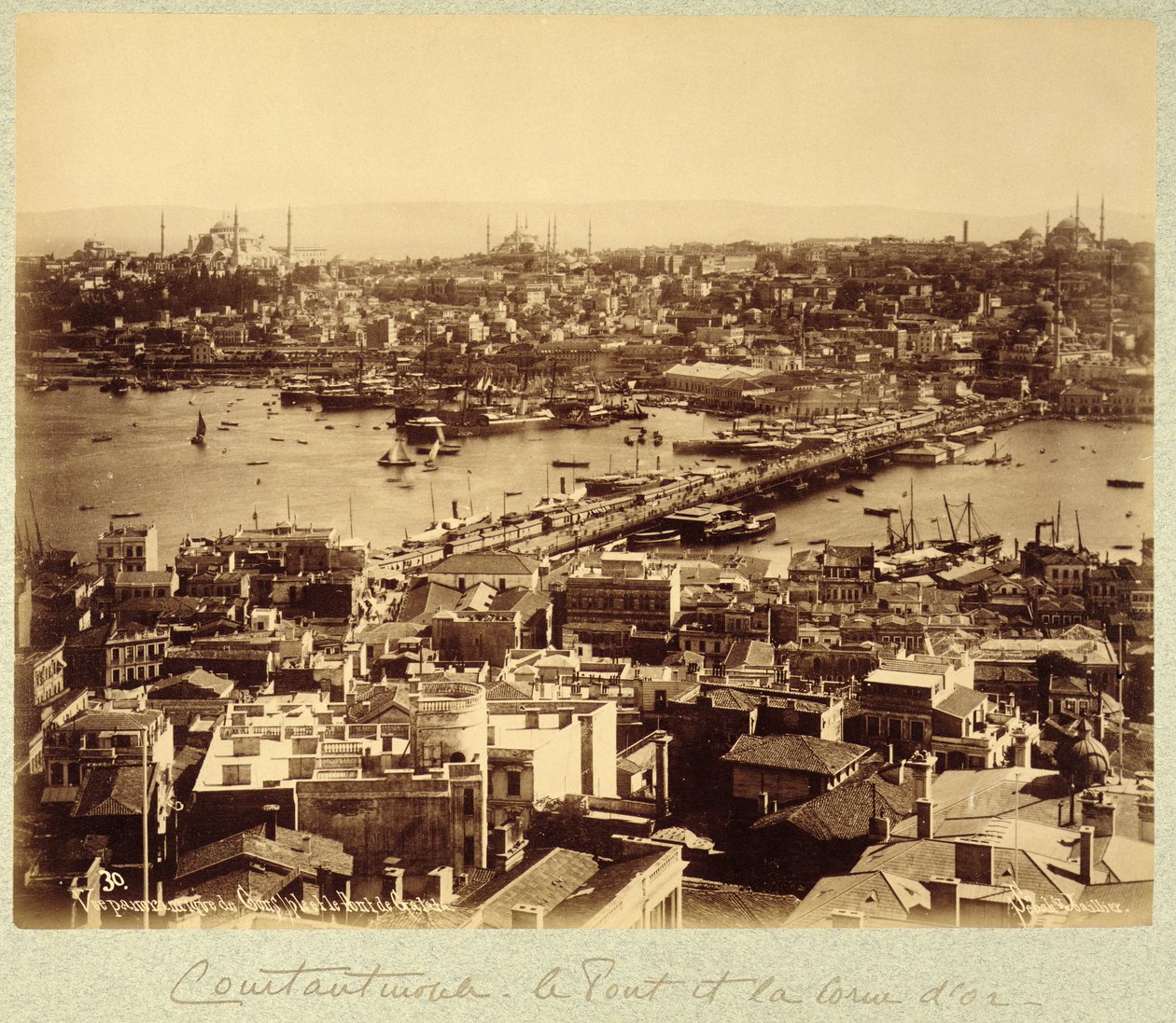 İstanbul ve Boğaziçi manzaralı panorama, 1890 dolayları (s/b fotoğraf) by Sebah and Joaillier