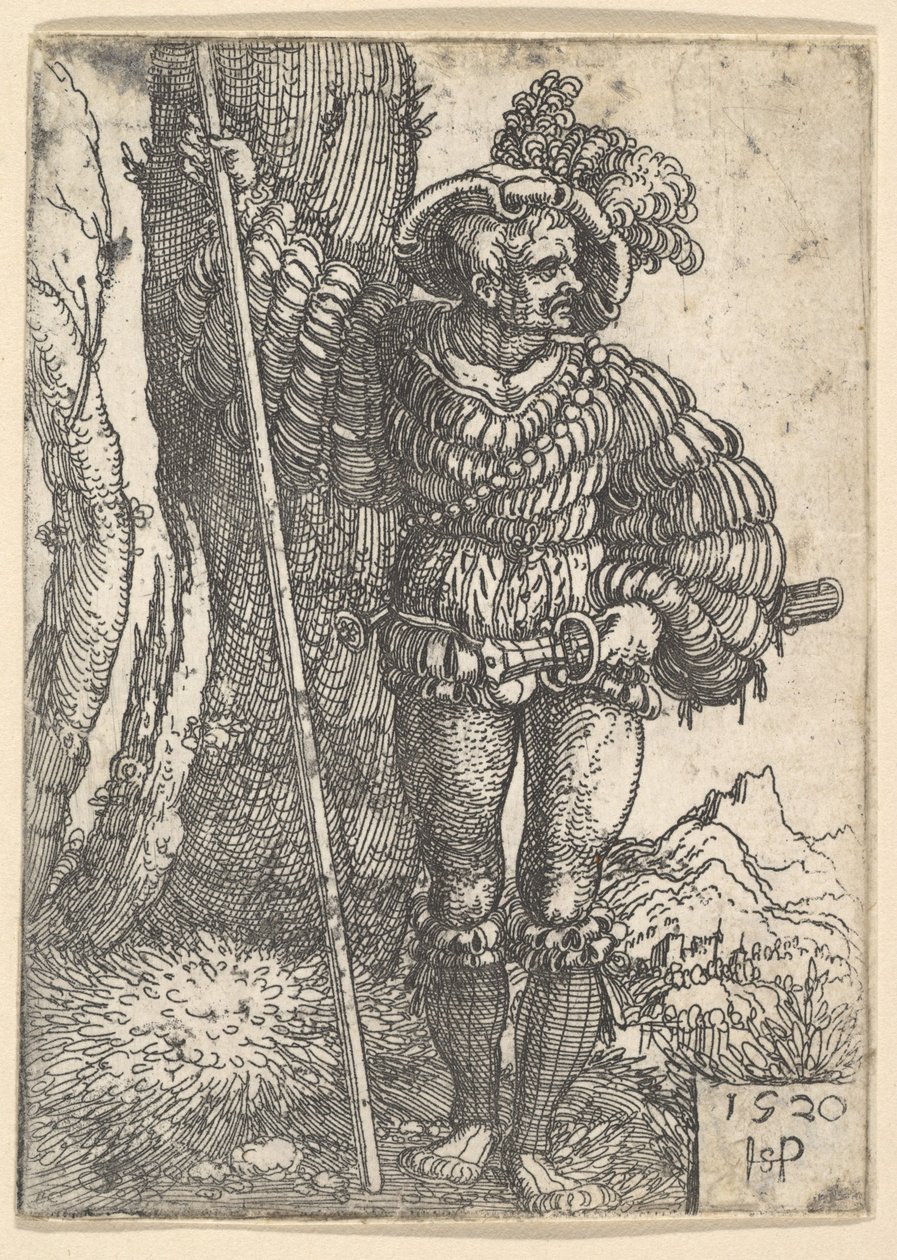 Bir Ağacın Yanında Duran Bir Lansquenet, 1520. by Sebald Beham