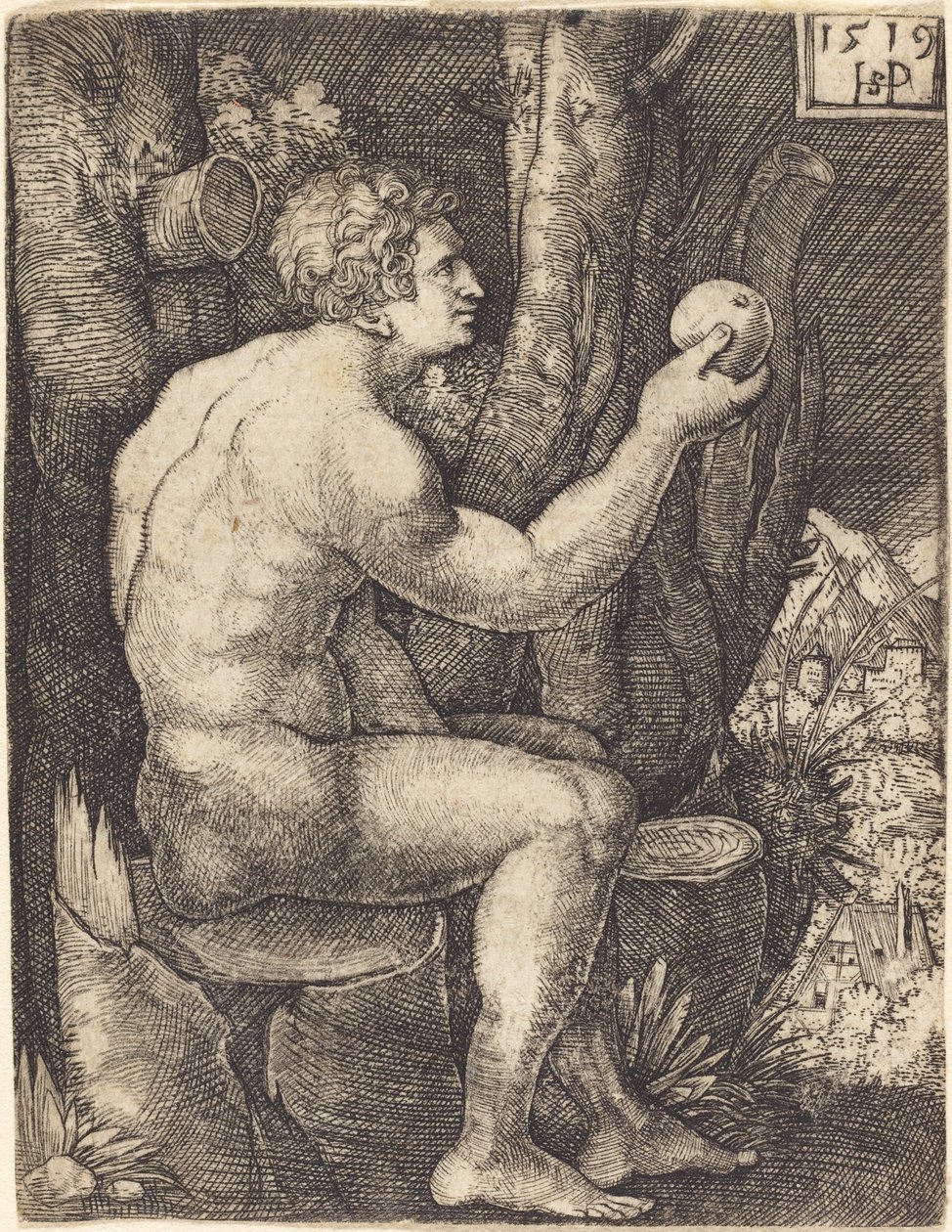 Adam Oturan by Sebald Beham