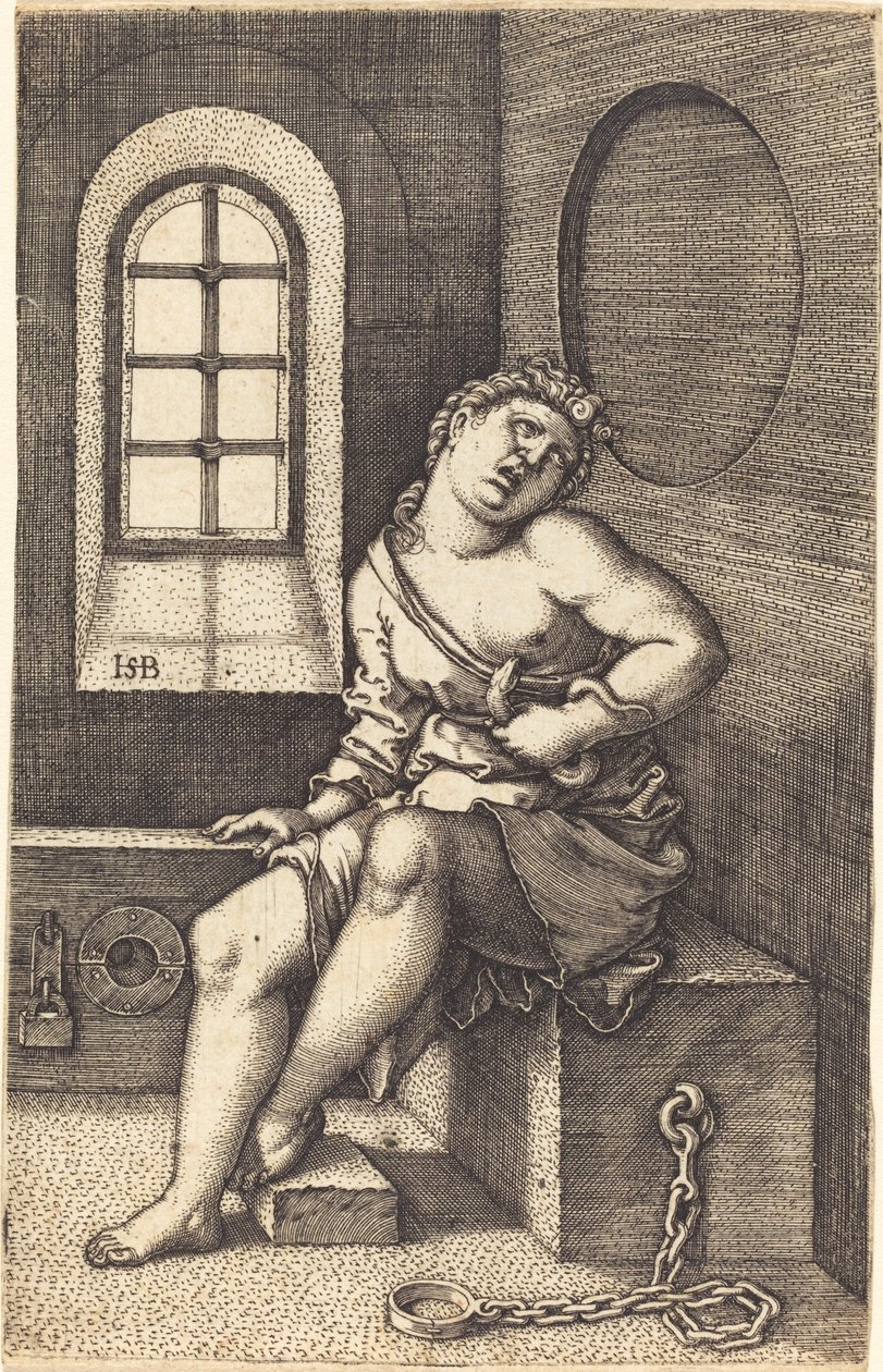 Oturan Kleopatra by Sebald Beham