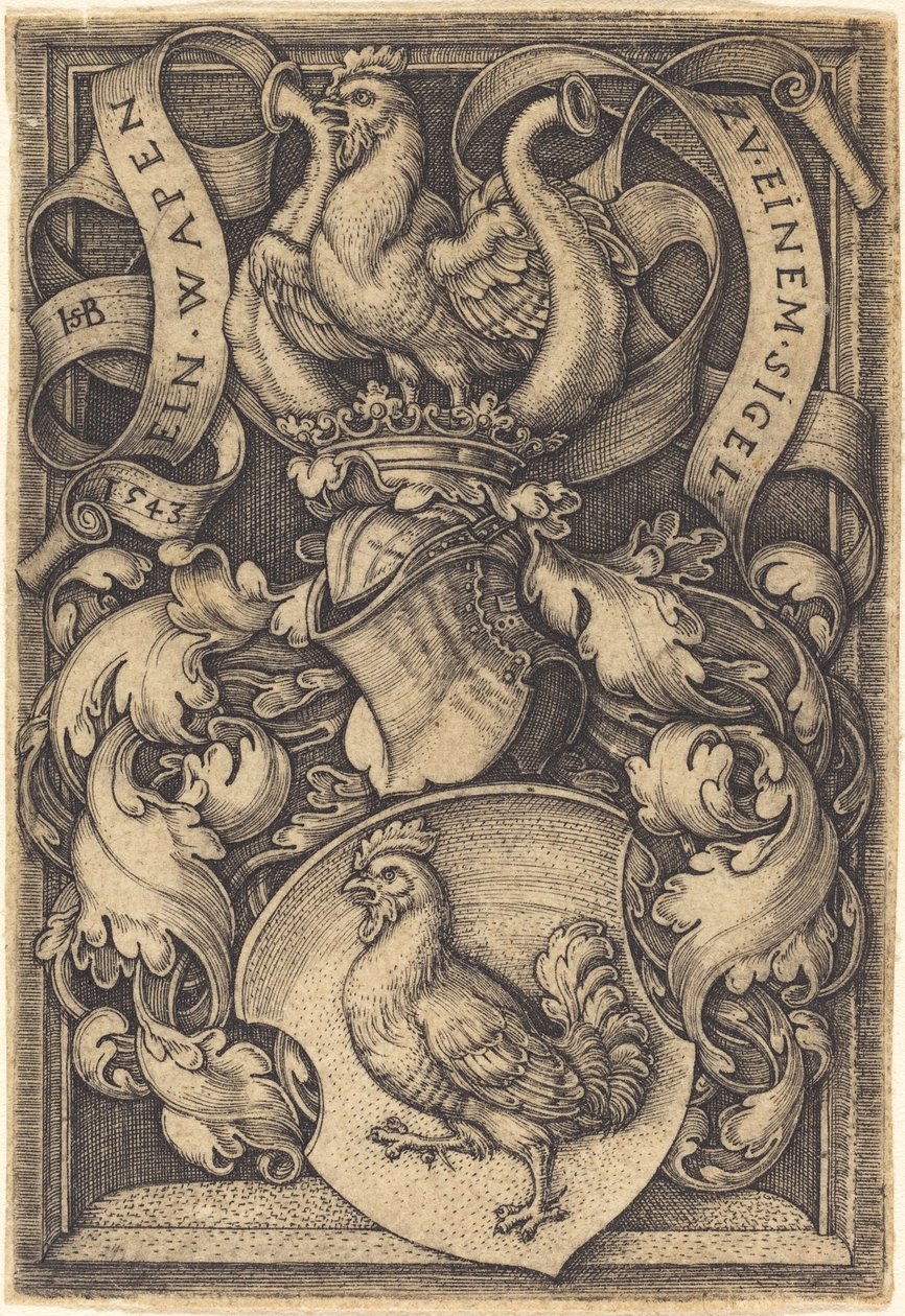 Bir horoz ile arması by Sebald Beham
