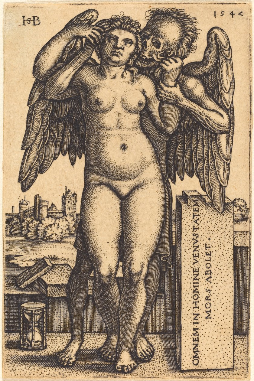 Ölüm ve Ayakta Çıplak Kadın by Sebald Beham