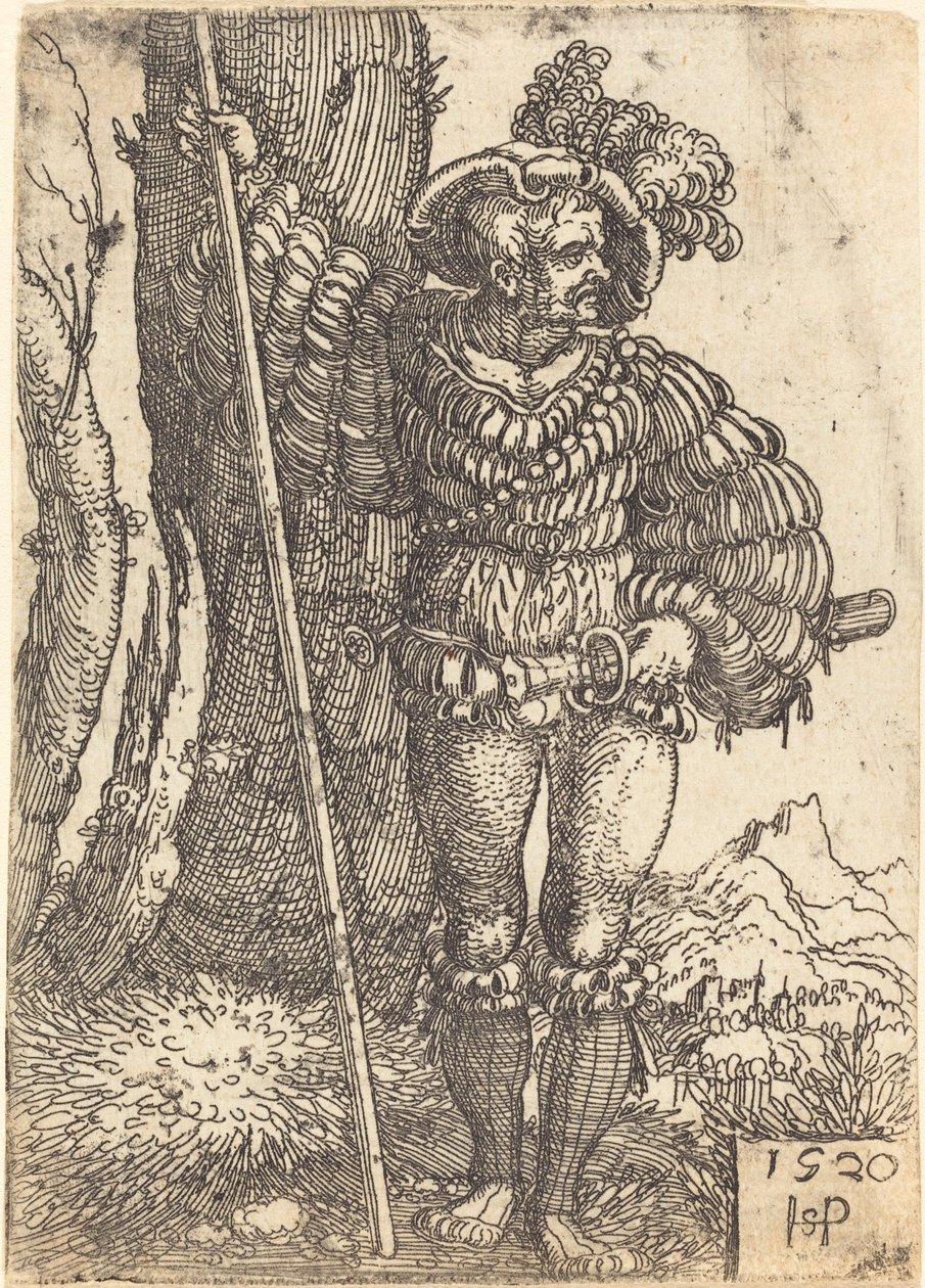 Bir Ağacın Yanında Ayakta Asker by Sebald Beham