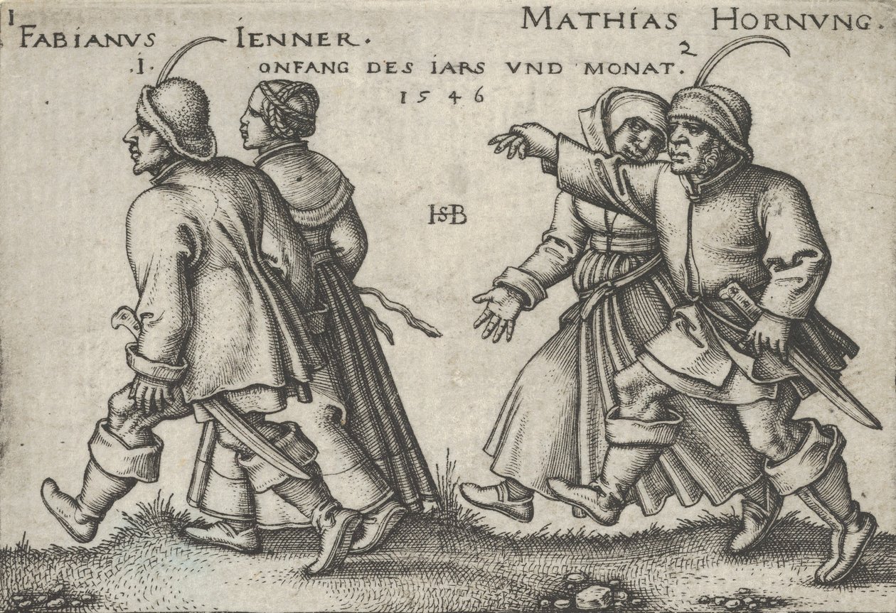Ocak ve Şubat, Köylü Bayramı veya On İki Ay, 1546. by Sebald Beham