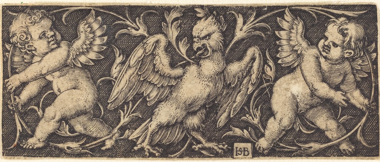 Kartal ve İki Cin ile Süsleme by Sebald Beham