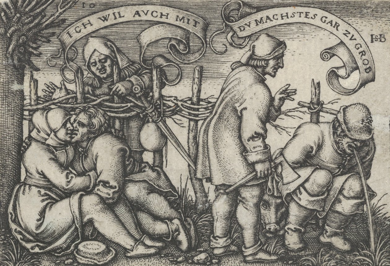 Çitin Arkasındaki Köylüler, Köylü Bayramından veya On İki Aydan, 1546-47. by Sebald Beham