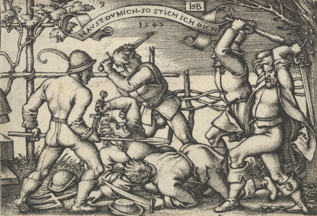 Köylülerin Kavgası, Köylülerin Ziyafeti veya On İki Ay, 1547. by Sebald Beham