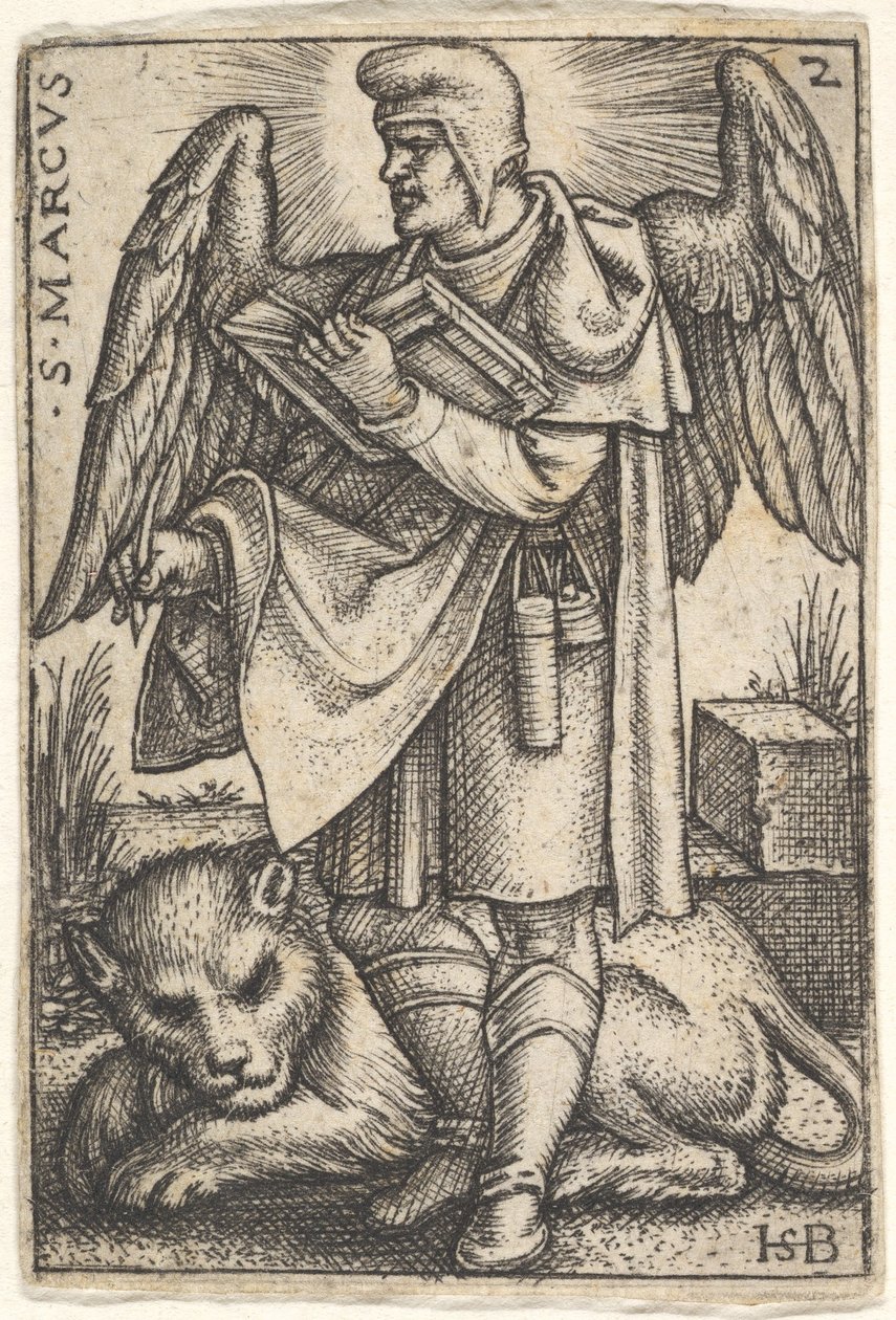 Levha 2: Aziz Mark, başı profilden sola dönük, sağında açık bir kitapla..., 1541. by Sebald Beham