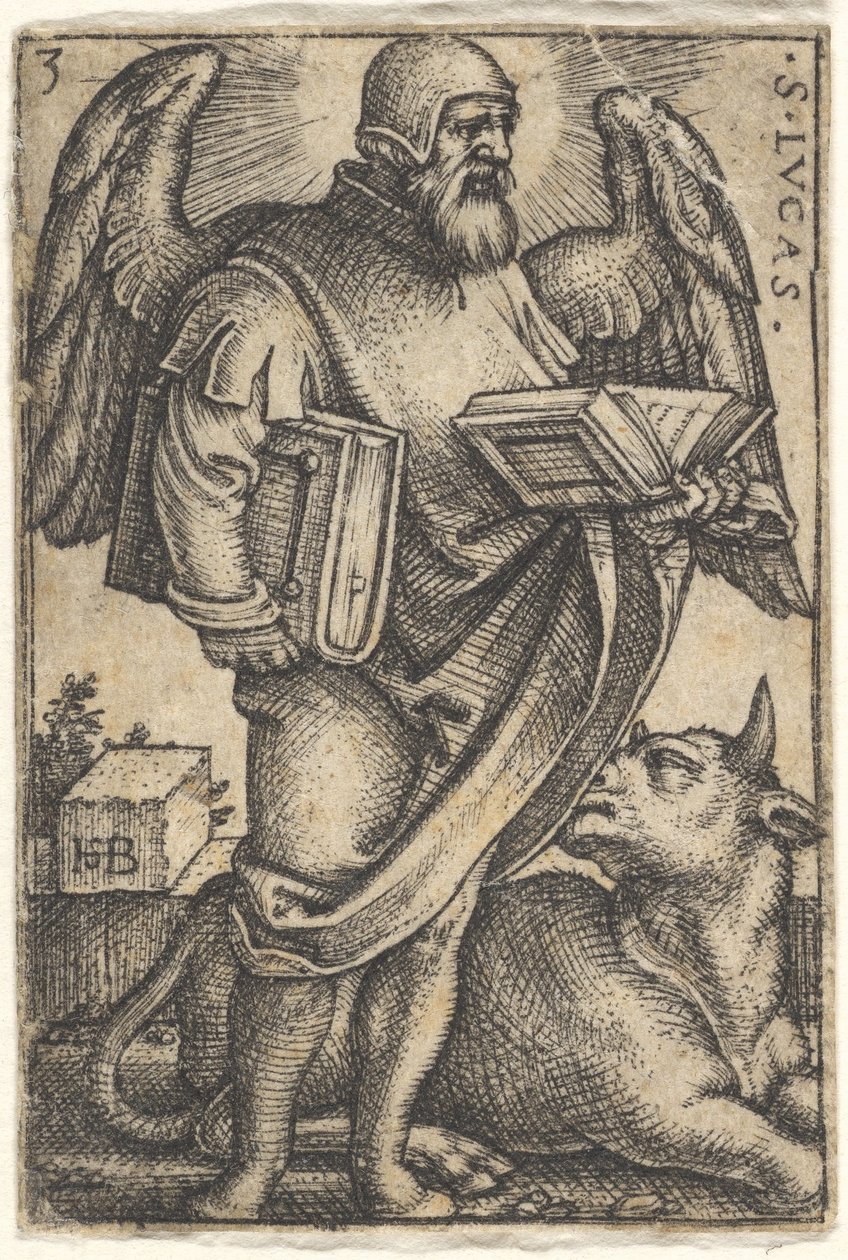 Levha 3: Aziz Luka, başı profilden sağa dönük, her iki elinde birer kitap, b..., 1541. by Sebald Beham