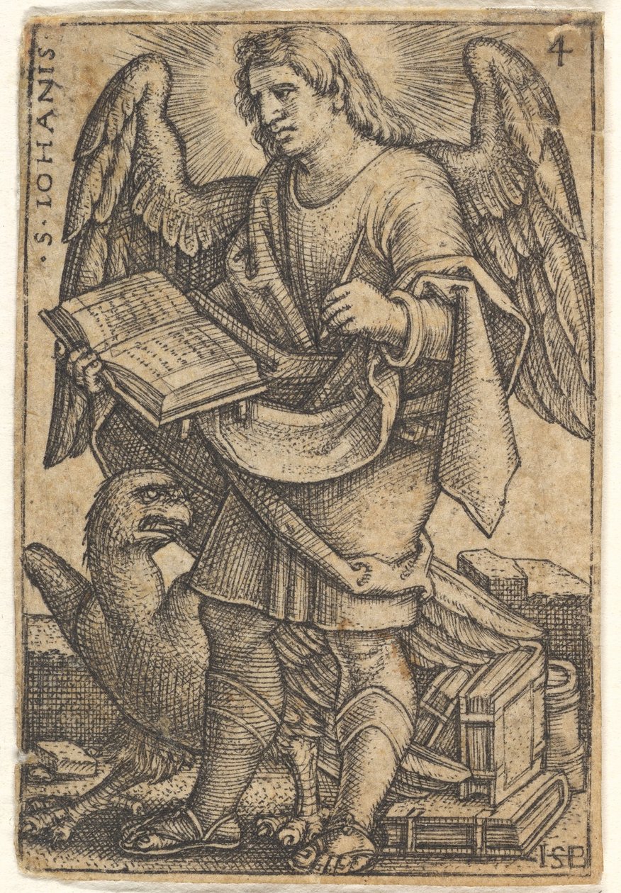 Levha 4: Aziz John, başı dörtte üçü sola dönük, elinde bir kitapla..., 1541. by Sebald Beham