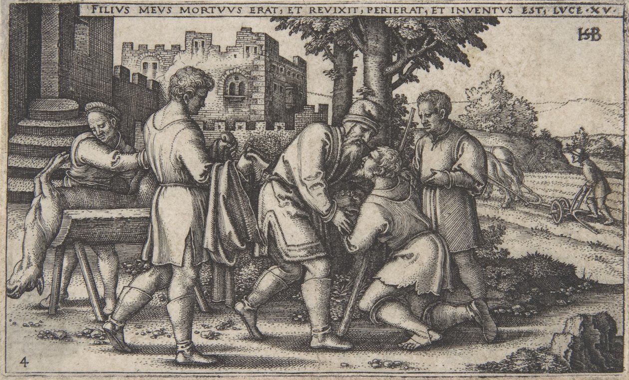 Müsrif Oğul'un Dönüşü, Savurgan Oğul Tarihi'nden, yakl. 1540., by Sebald Beham