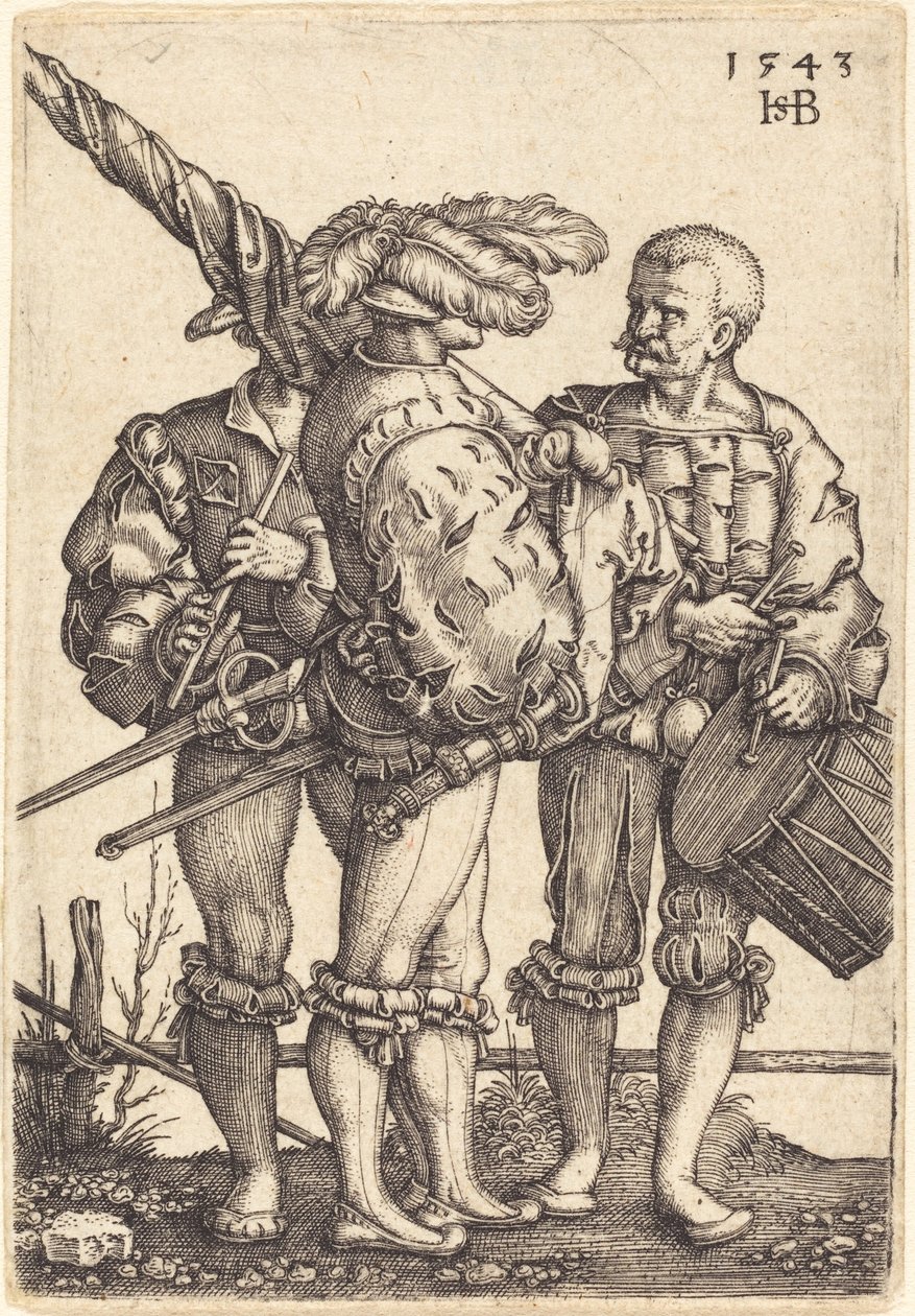 Standart Taşıyıcı, Davulcu ve Piper by Sebald Beham