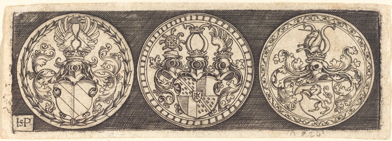 Armalı Üç Madalya by Sebald Beham