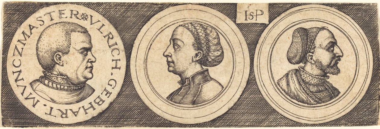 Portrelerle Üç Madalya by Sebald Beham