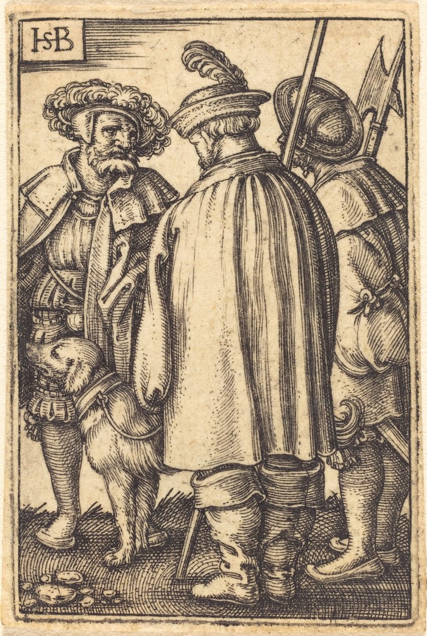 Üç Asker ve Bir Köpek by Sebald Beham