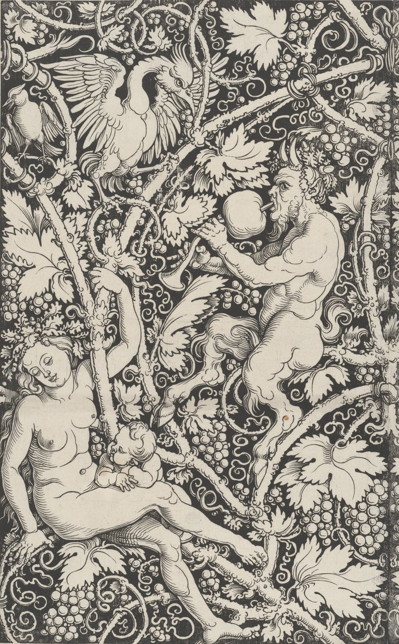 Satyr Ailesi ile duvar kağıdı, 1515. by Sebald Beham