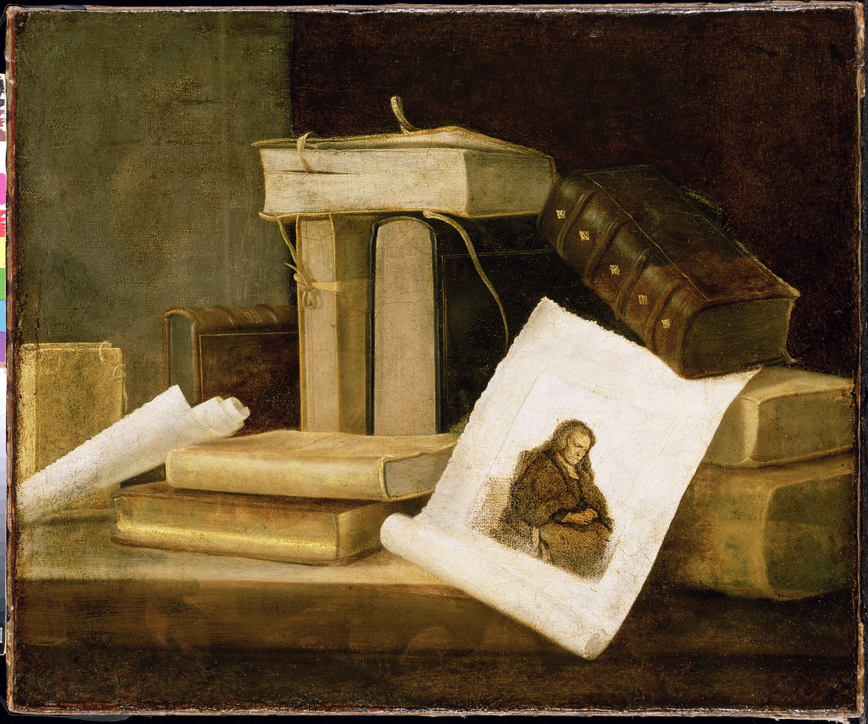 Natürmort Kitaplar ve Rembrandt Gravür by Sebastian Stoskopff