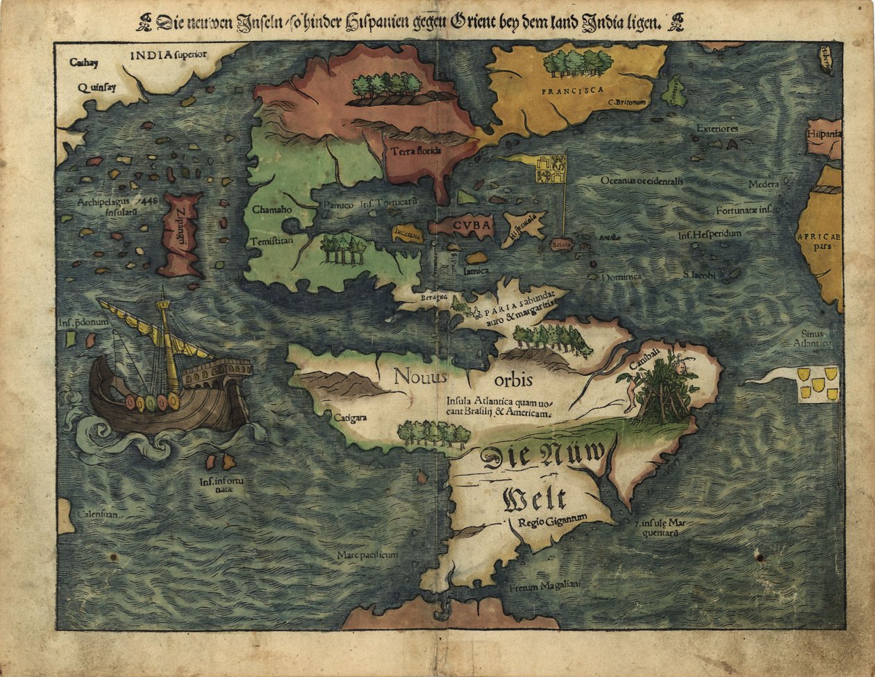 Hispania ile Doğu arasında, Hindistan ülkesi yakınlarında yer alan yeni adalar. LOC 2005630224 by Sebastian Munster