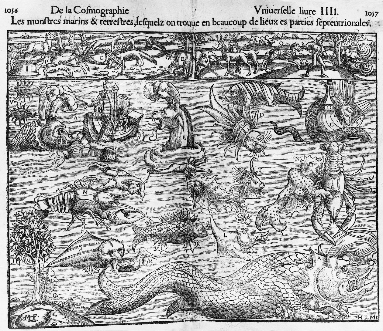 Deniz ve kara canavarları, Sebastian Munster (1489-1552) tarafından Cosmographia Universalis