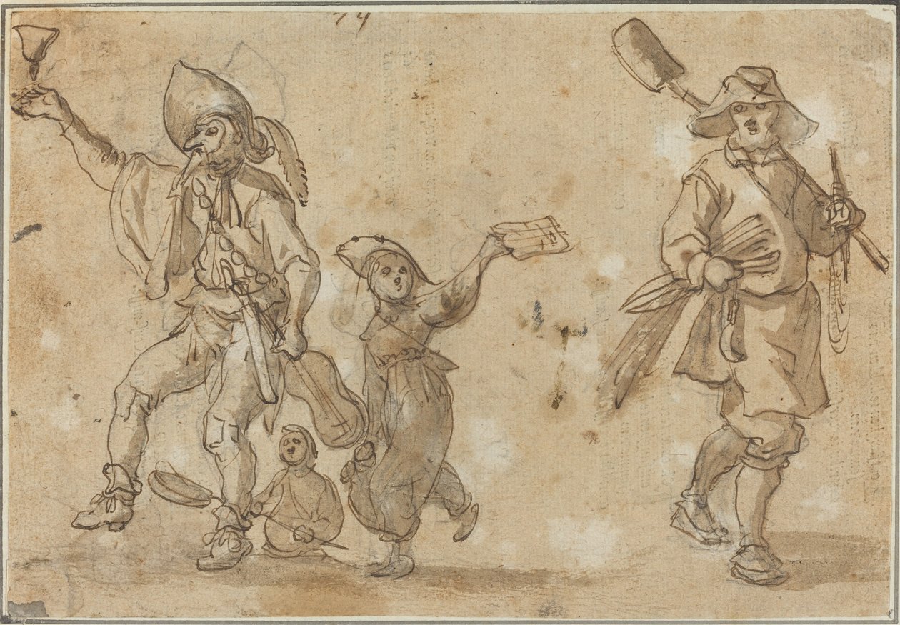Üç Reveler ve bir Gardner by Sebastian Vrancx