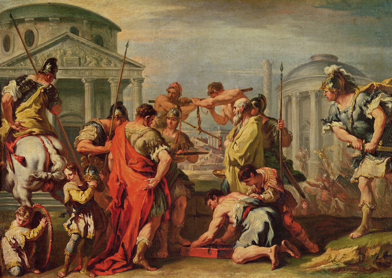 Marcus Camillus (d.c.365 BC) Brennus (fl.c.389 BC) by Sebastiano Ricci