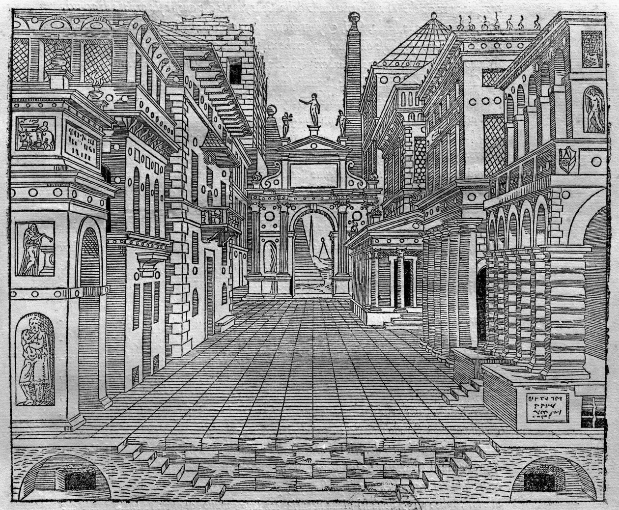 Trajik bir sahne için tasarım ayarlayın by Sebastiano Serlio