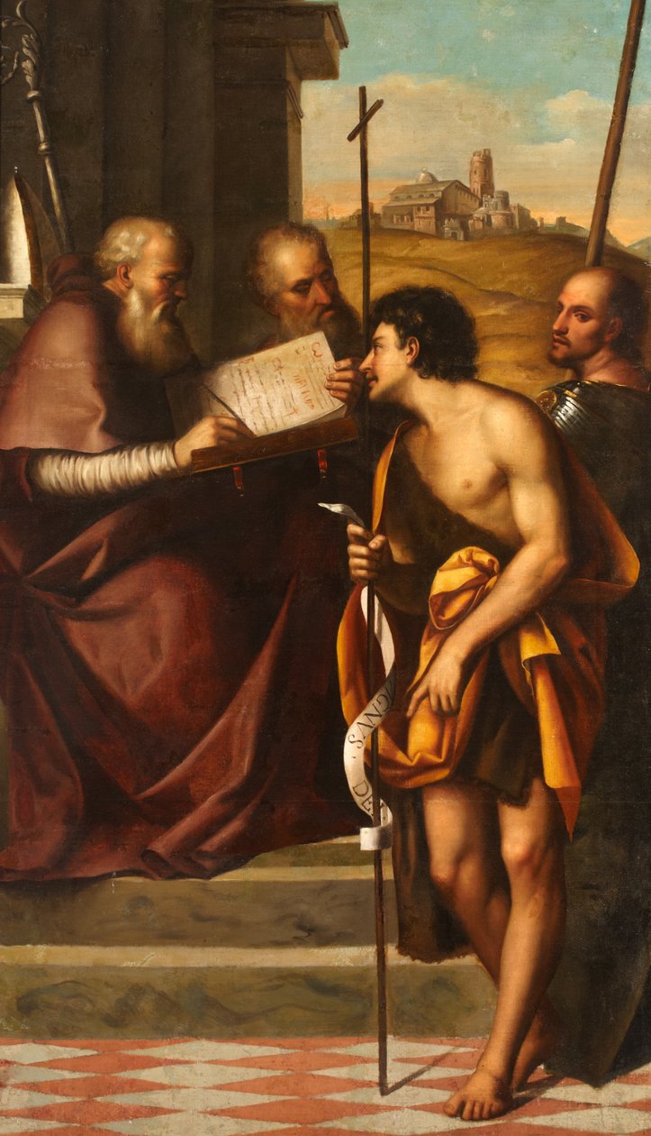 St John the Baptist, St John Chrysostom, St John the Evangelist ve St Theodore by Sebastiano del Piombo
