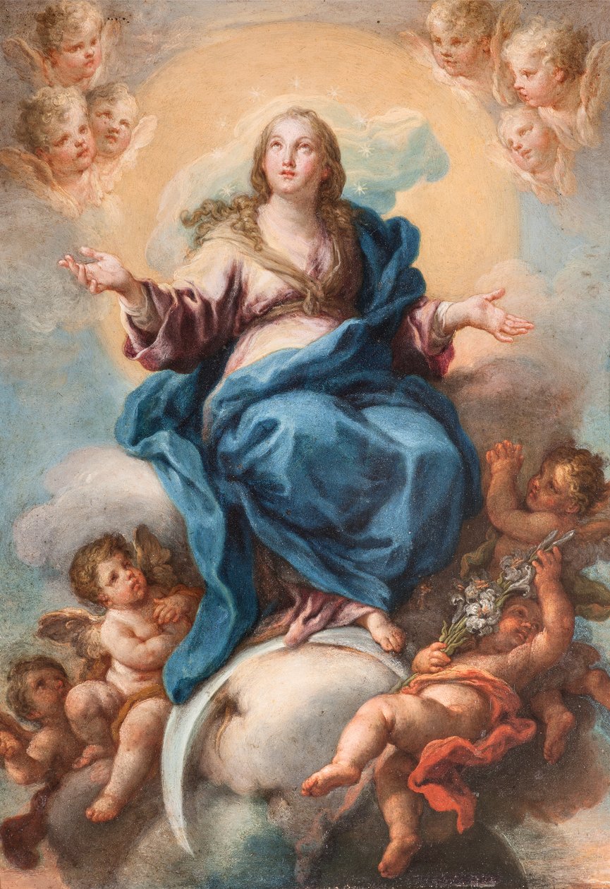 Immaculate Virgin (bakır üzerine yağ) by Sebastiano Conca