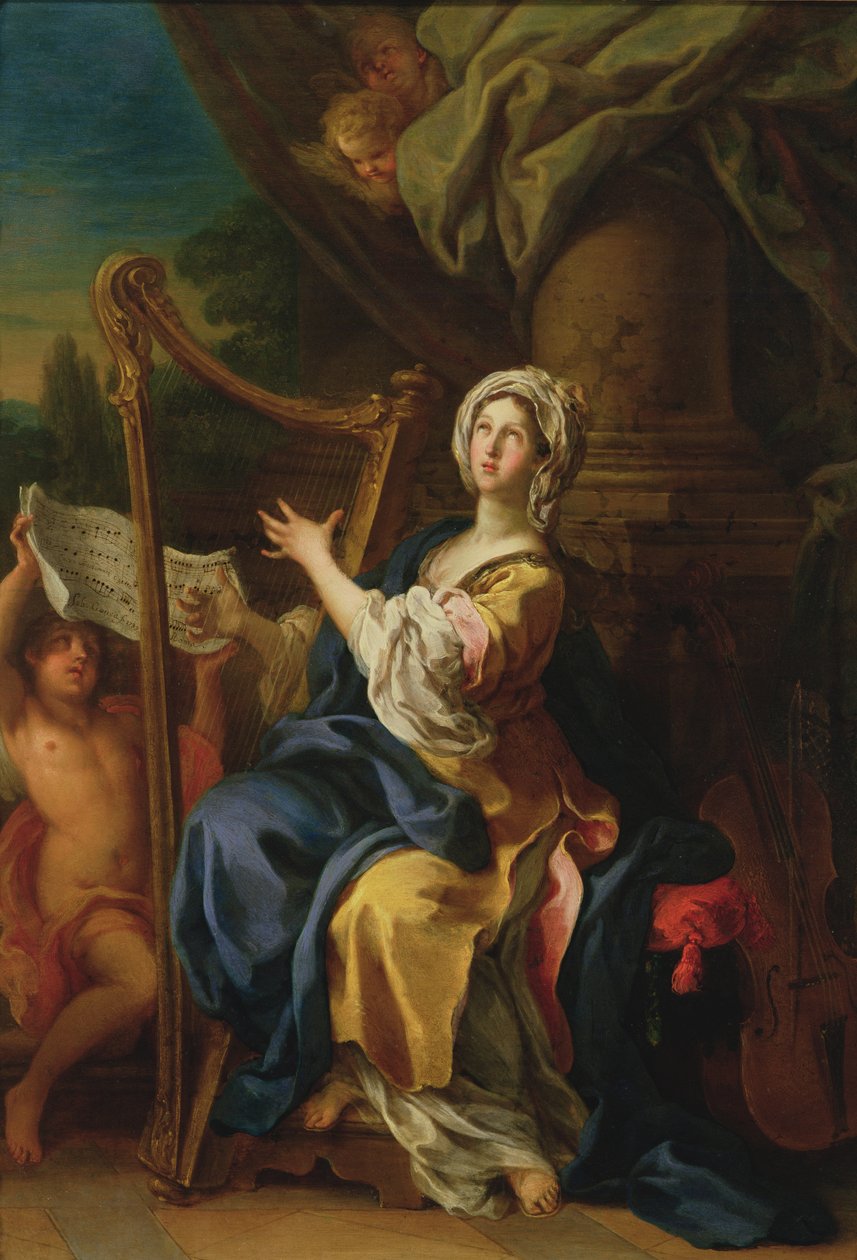 Aziz Cecilia, 1733 (bakır üzerine yağlı boya) by Sebastiano Conca