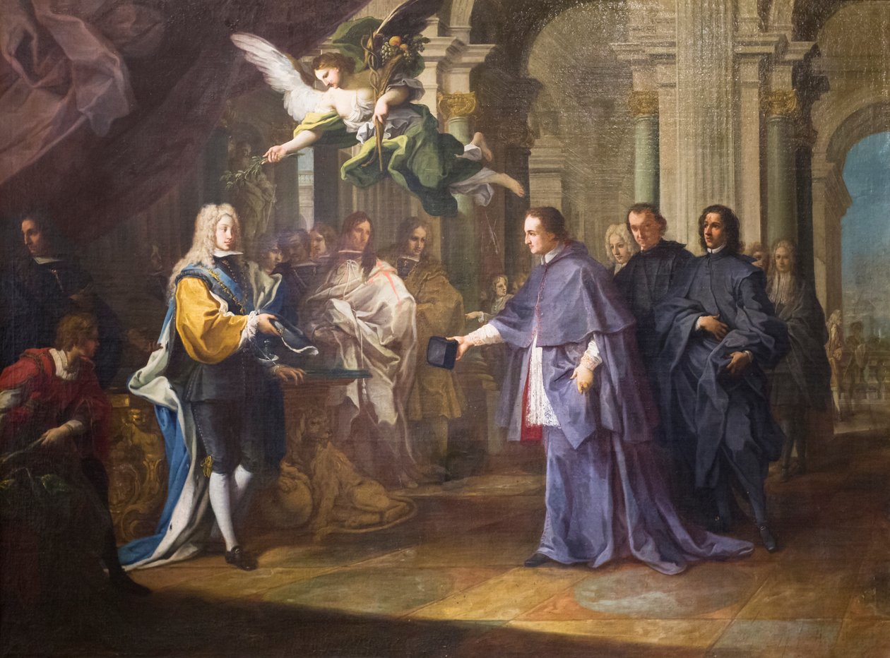 Kardinal Felipe Chigi Zondadari ile İspanya Kralı V. Philip arasındaki görüşme by Sebastiano Conca