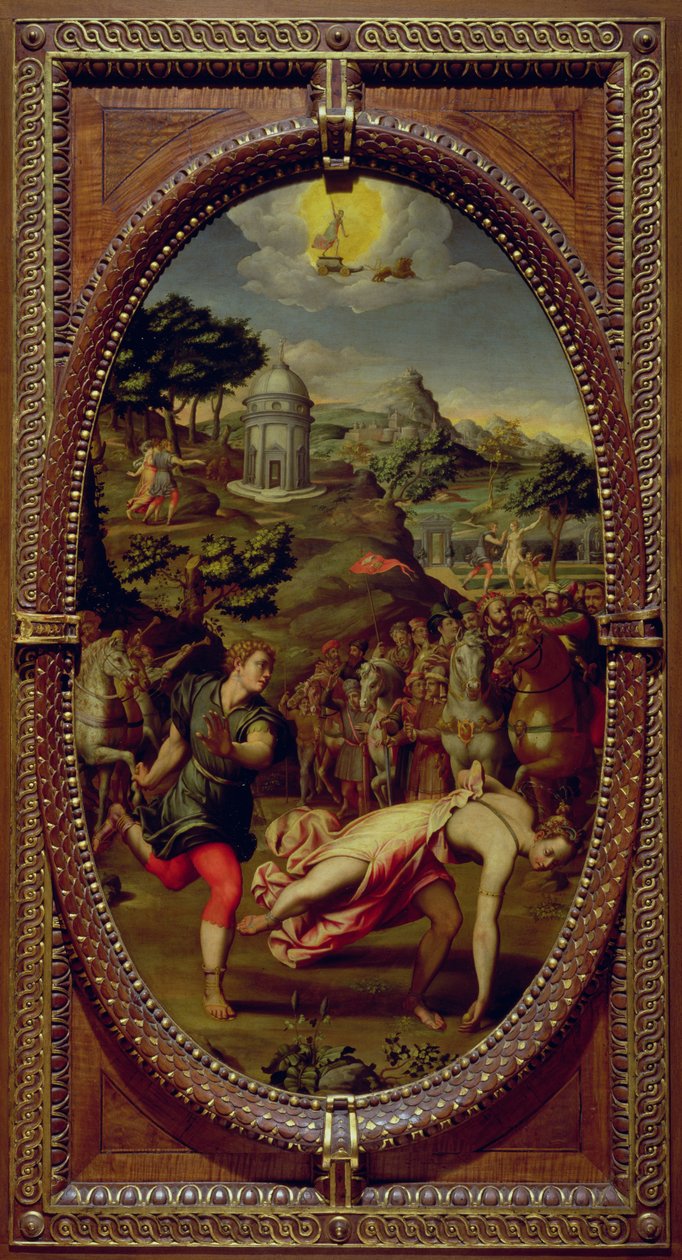 Atalanta ve Hippomenes, 1572 (arduvaz üzerine yağlı boya) by Sebastiano Marsili