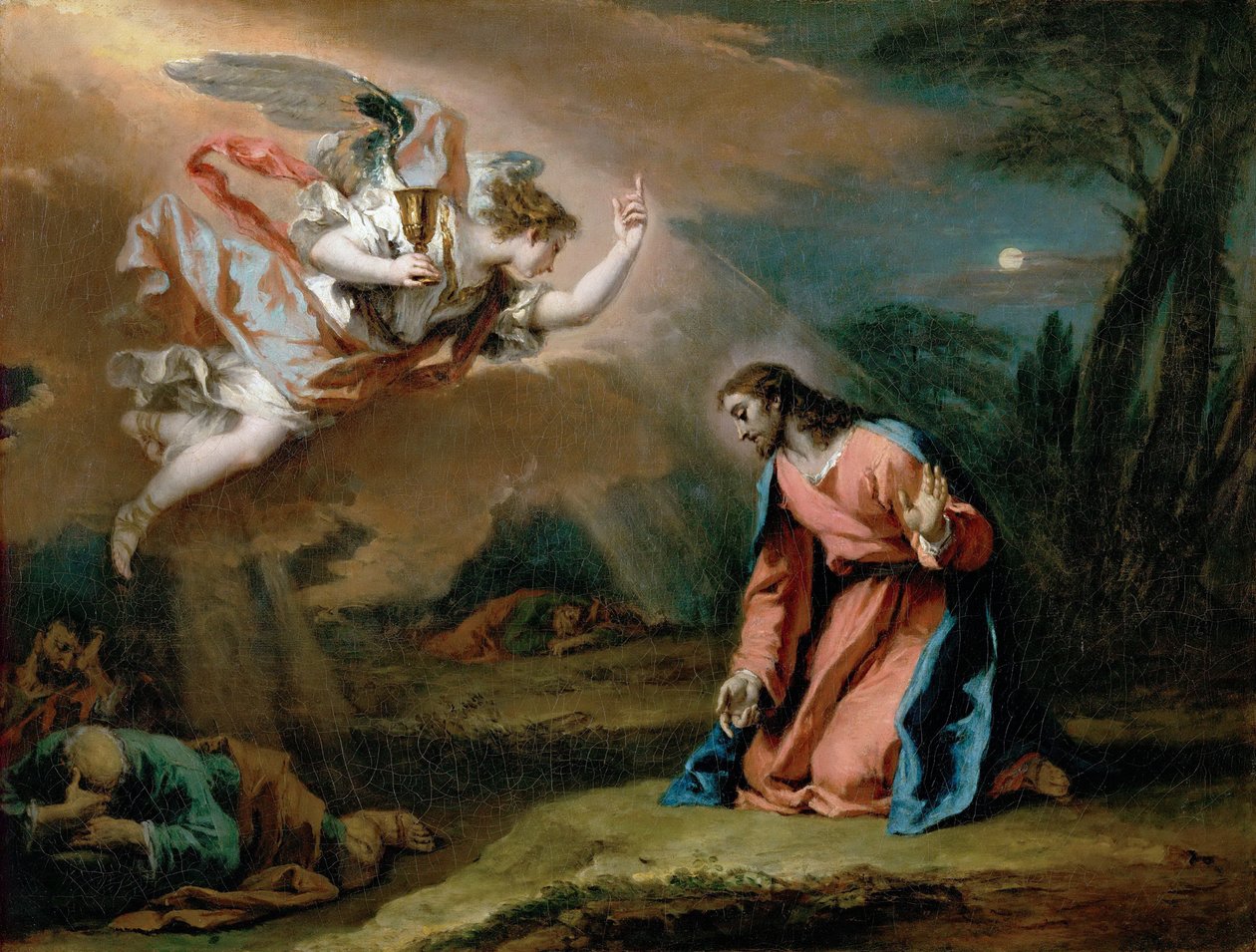 Agonie dans le jardin - Bahçedeki Acı, Ricci, Sebastiano (1659-1734). Tuval üzerine yağlı boya, yaklaşık 1730. Ebat : 59x77 cm. Sanat Tarihi Müzesi, Viyana by Sebastiano Ricci