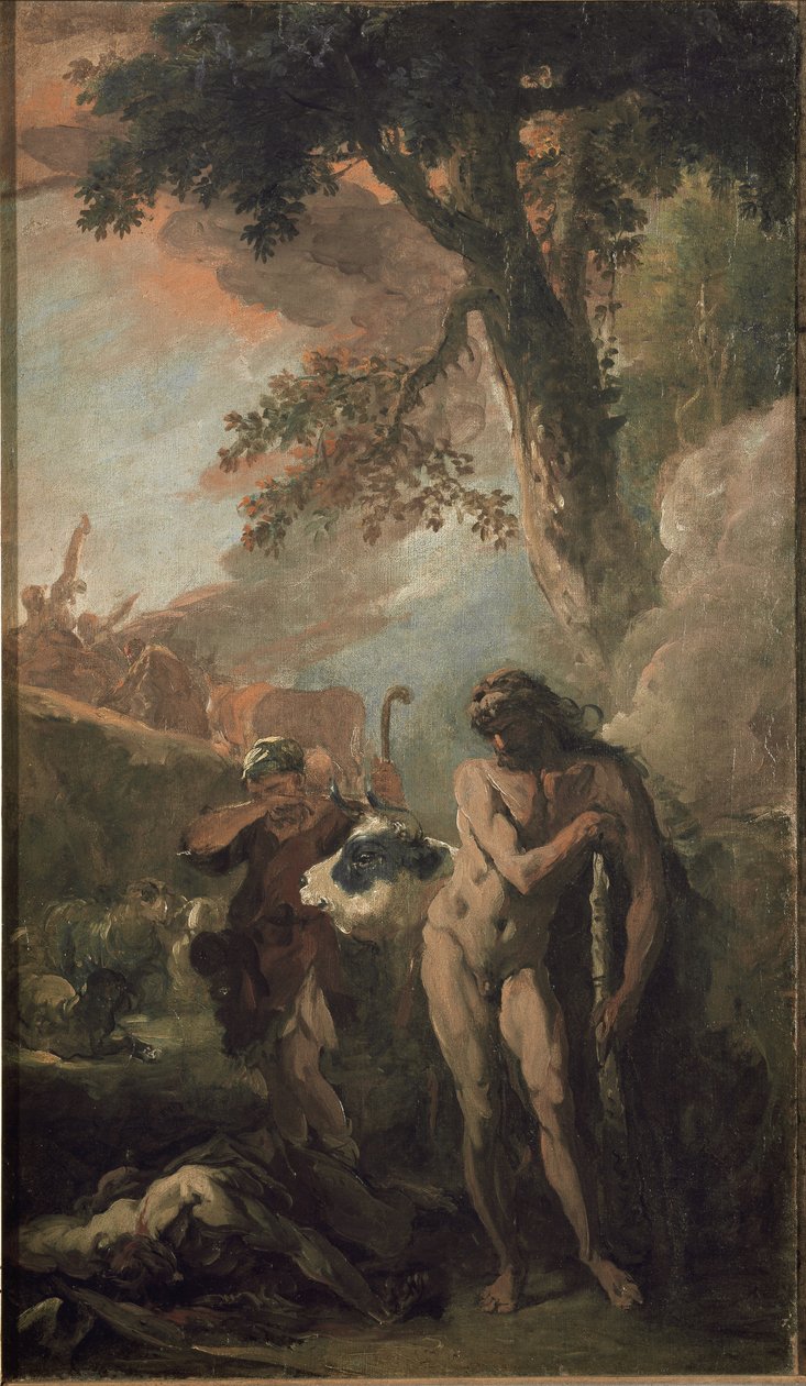 Herkül ve Cacus. Hazırlık çizimi (tuval üzerine yağlı boya by Sebastiano Ricci