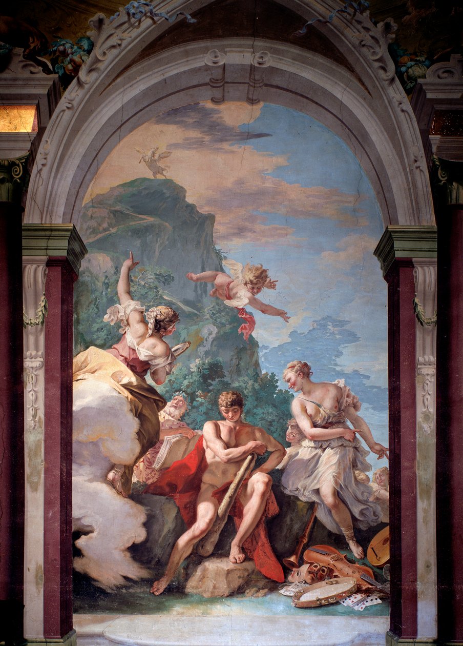Herkül, ahlak ve erdem arasındaki kavşakta - Fresk by Sebastiano Ricci