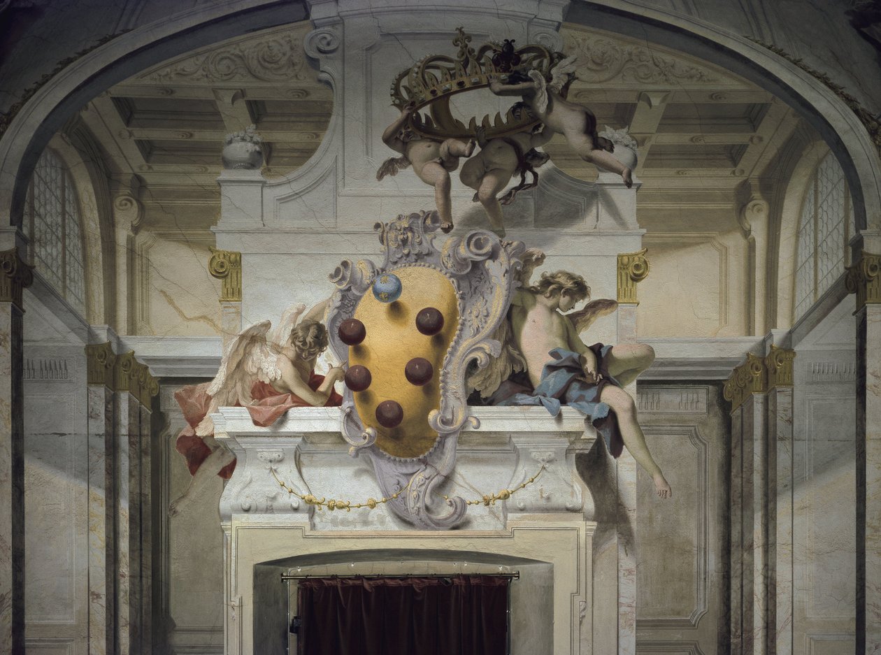 Medici arması. 1707-1708 dolaylarında Sebastiano Ricci (1659-1734) tarafından yapılan fresk. Floransa, Palazzo Pitti by Sebastiano Ricci