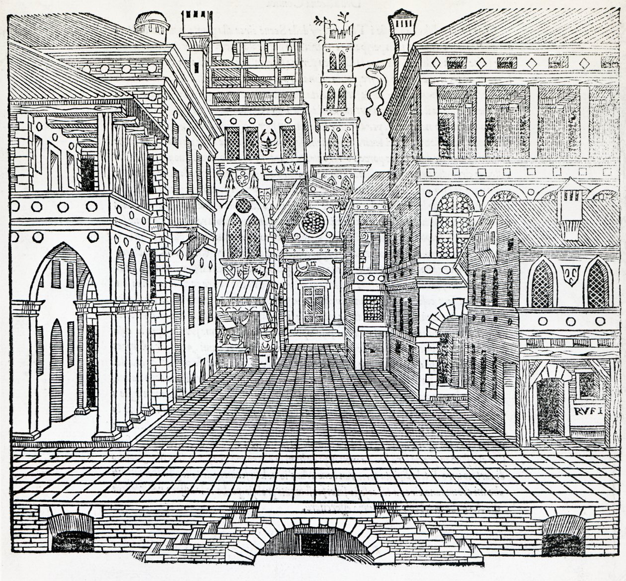 Sihirli sahne, Sebastiano Serlio (1475-1554) tarafından tiyatro sahnesi tasarımı, Treatise on Architecture, Kitap II