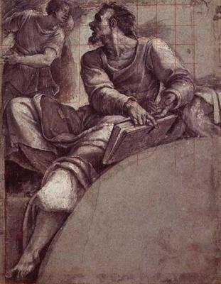 Bir Melek Tarafından Hitap Edilen Bir Peygamber (baskı) by Sebastiano del (c.1485 1547) Piombo