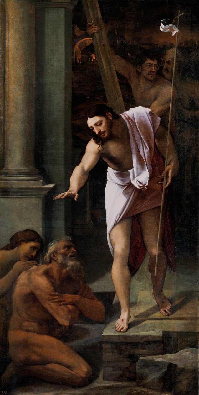 "" Christ aux limbes "" (Mesih Arafta) Peinture de Sebastiano del Piombo (1485-1547) 1516 Dim 226x114 cm Prado Müzesi, Madrid by Sebastiano del (c.1485 1547) Piombo