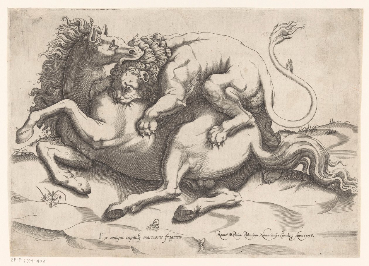 Aslan tarafından saldırıya uğrayan at by Sebastiano di Re
