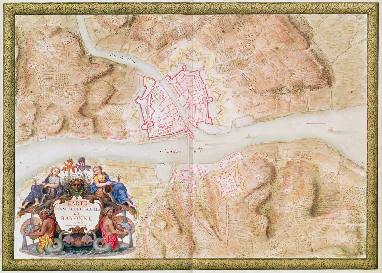 Ms 988 cilt 3 fol.45 Bayonne şehir ve kalesinin planı ve haritası, 