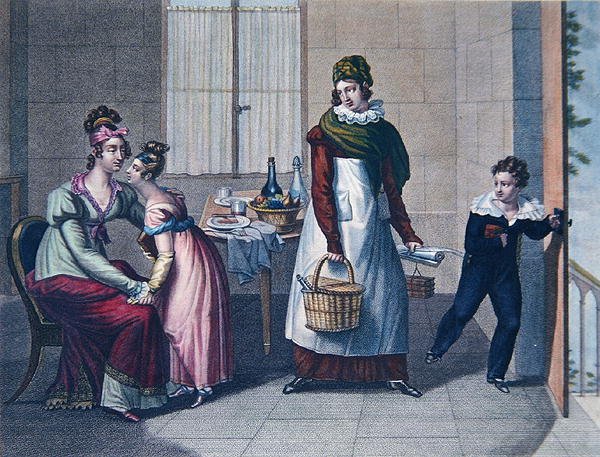 Okuldan Ayrılış, on dokuzuncu yüzyılın başları (renkli litografi) by Sebastien (after) Coeure