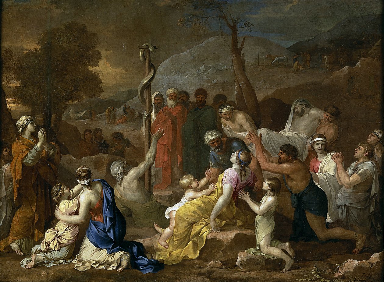 ""The Brazen Serpent"" tablosu Sebastien Bourdon (1616-1671) 1653-1654 Madrid Prado Müzesi by Sébastien Bourdon