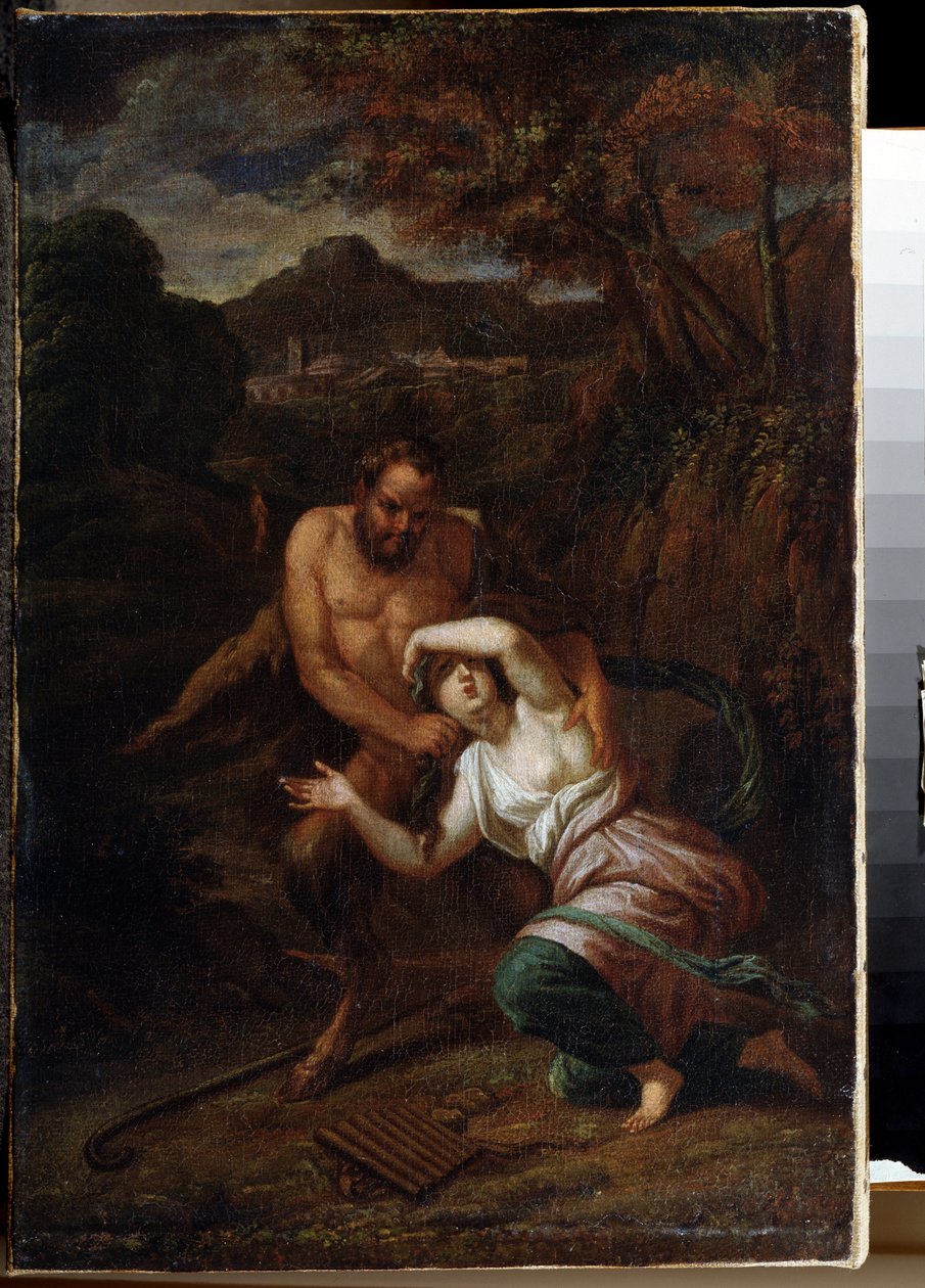 ""Pan et la nymphe Syrinx" (Pan ve Nymph Syrinx) Sebastien Bourdon (1616-1671) tarafından tablo 17. yüzyıl Devlet Açık Hava Müzesi Gatchina Sarayı, Sankt Petersburg by Sébastien Bourdon